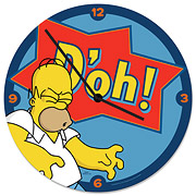 Simpsons D'oh! Cordless Wood Wall Clock